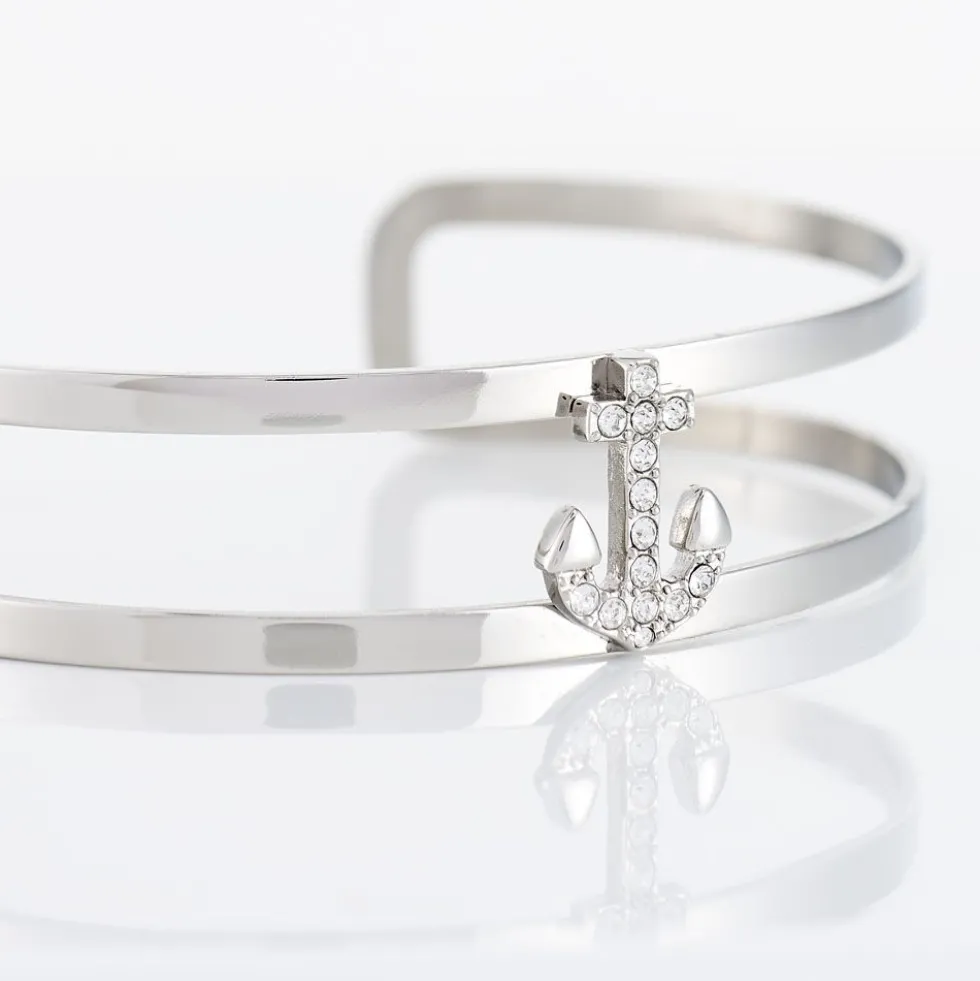 Bracelet Jonc Meysa Acier Blanc Strass