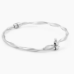 Bracelet Jonc Nathaelae Argent Blanc