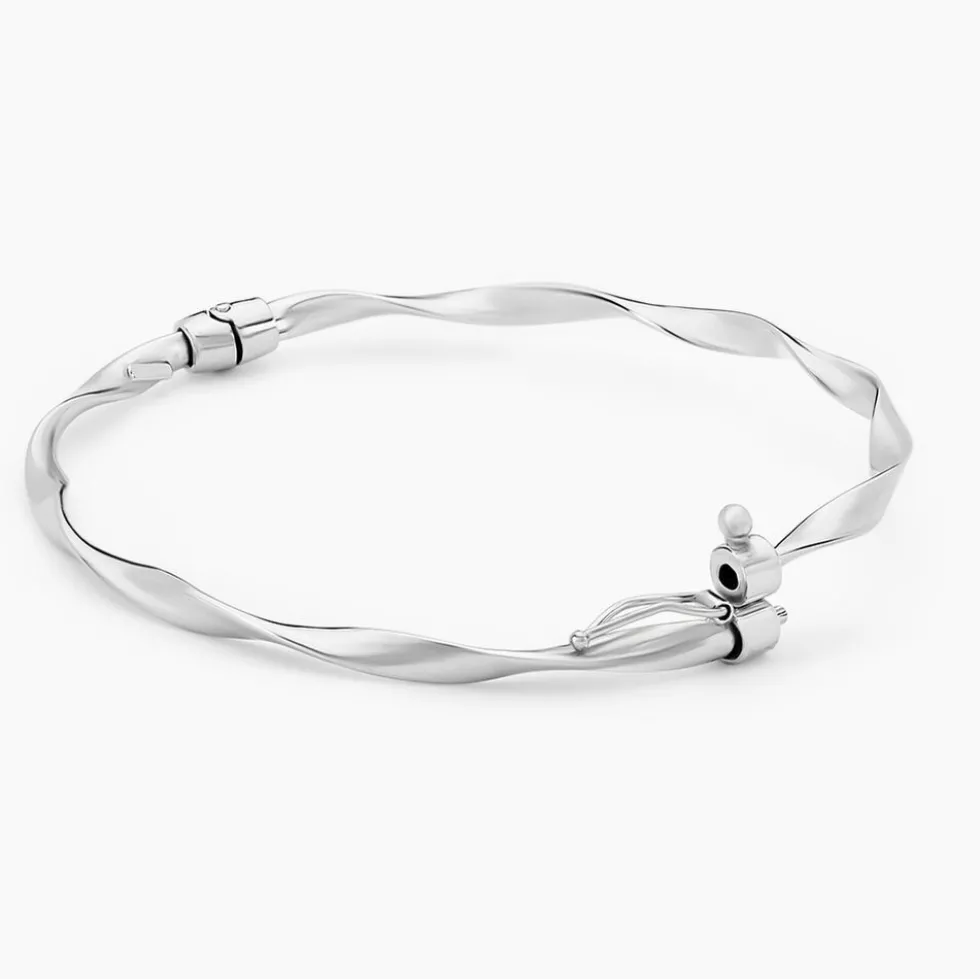 Bracelet Jonc Nathaelae Argent Blanc