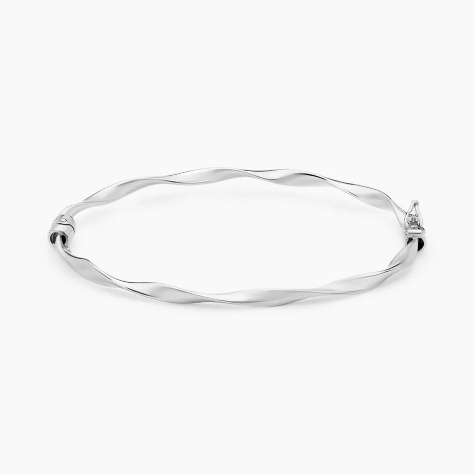 Bracelet Jonc Nathaelae Argent Blanc