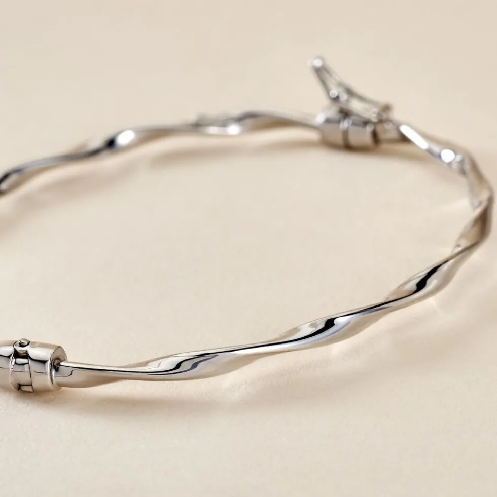 Bracelet Jonc Nathaelae Argent Blanc