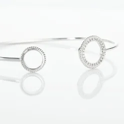 Bracelet Jonc Nathalia Argent Blanc Oxyde De Zirconium