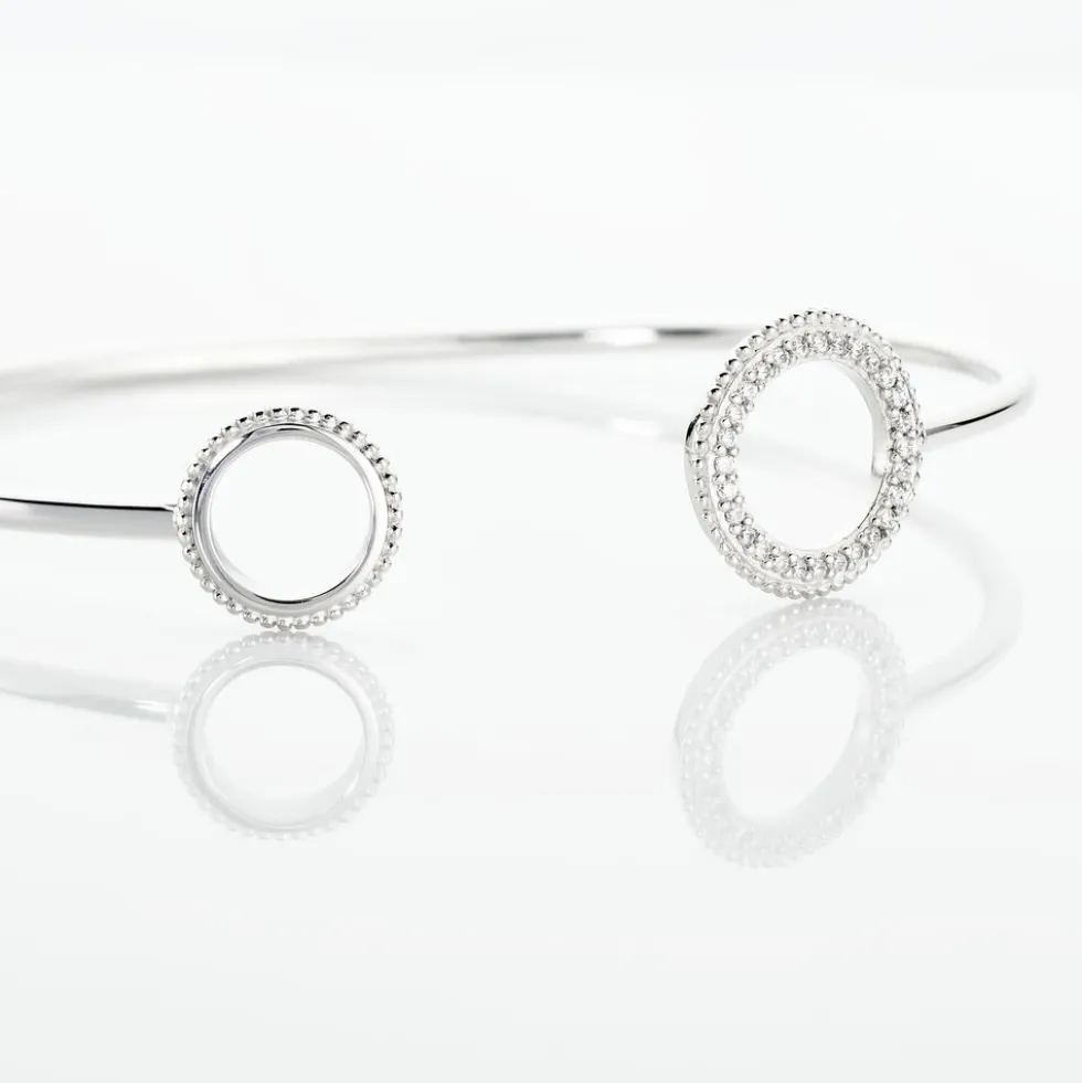 Bracelet Jonc Nathalia Argent Blanc Oxyde De Zirconium
