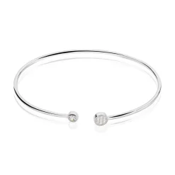 Bracelet Jonc Perline Argent Blanc Oxyde De Zirconium