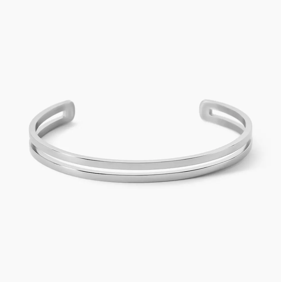 Bracelet Jonc Valen Acier Blanc Sans Pierre
