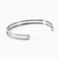 Bracelet Jonc Valen Acier Blanc Sans Pierre