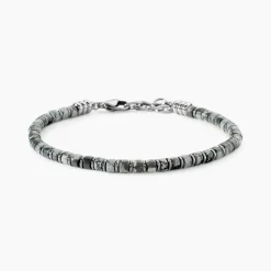 Bracelet Jourdan Acier Blanc Obsidienne Hématite