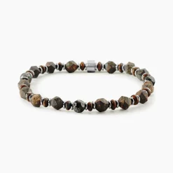 Bracelet Jourdan Acier Blanc Pierre De Synthese Bronzite