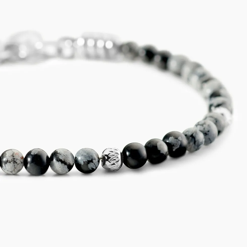 Bracelet Jourdan Acier Blanc Obsidienne
