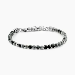 Bracelet Jourdan Acier Blanc Obsidienne