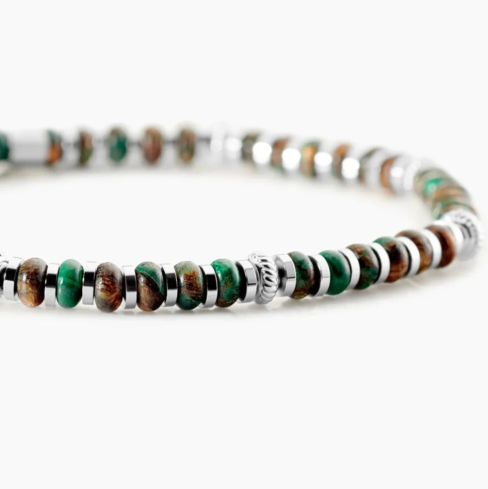 Bracelet Jourdan Acier Blanc Jaspe Africain