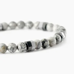Bracelet Jourdan Acier Blanc Jaspe Africain