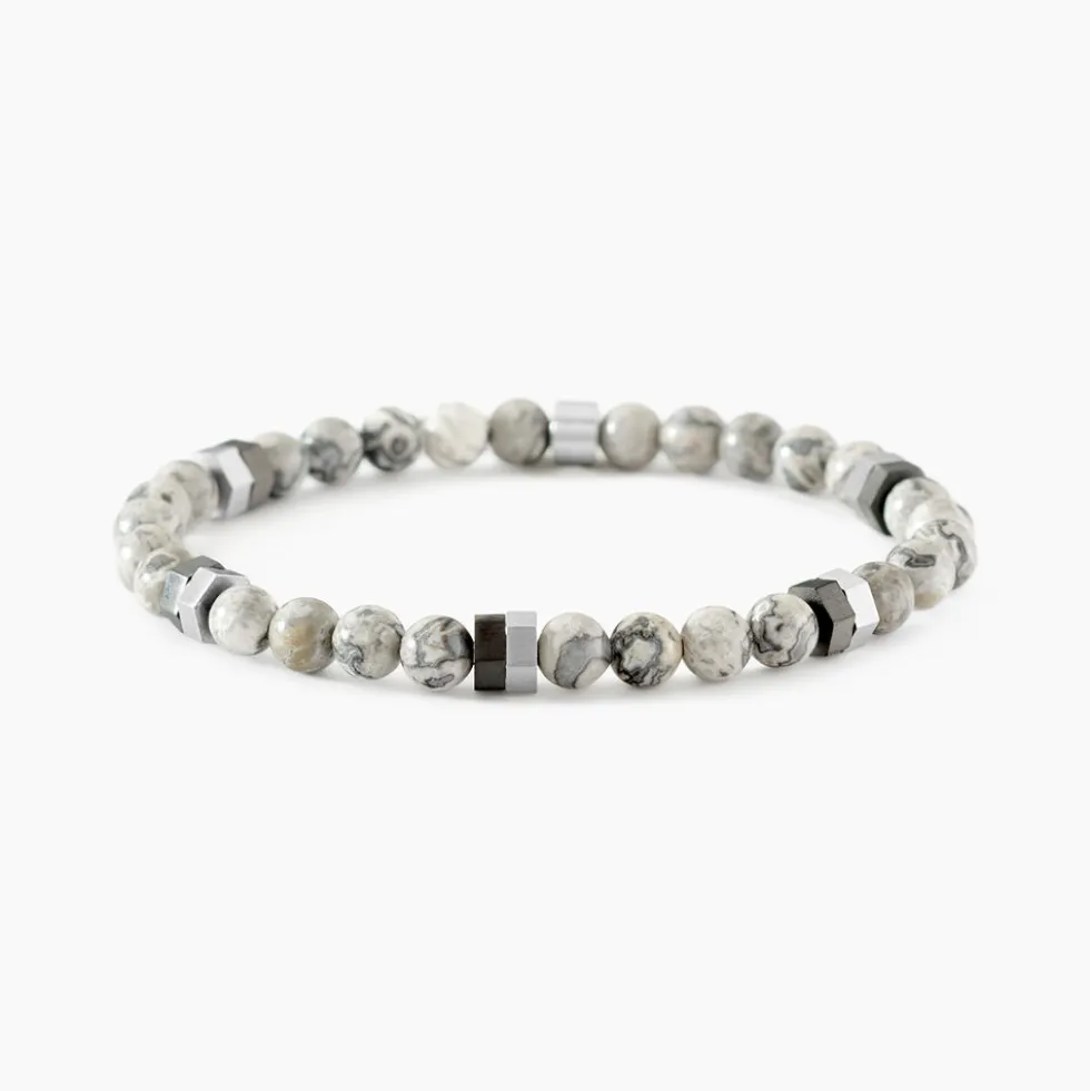 Bracelet Jourdan Acier Blanc Jaspe Africain