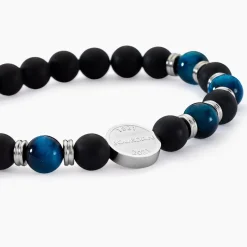 Bracelet Jourdan Homme 1921 Acier Blanc œil De Tigre Onyx