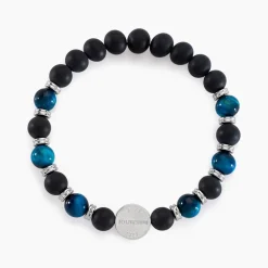 Bracelet Jourdan Homme 1921 Acier Blanc œil De Tigre Onyx