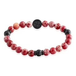 Bracelet Jourdan Yasur Acier Noir Oeil De Tigre Pierre De Lave