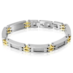 Bracelet Jourdan Zephir Acier Bicolore Dore / Blanc
