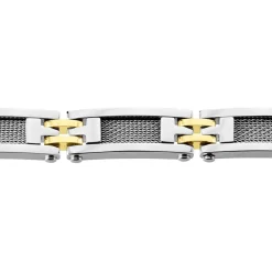Bracelet Jourdan Zephir Acier Bicolore Dore / Blanc