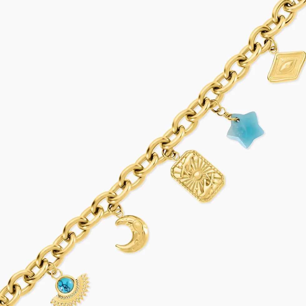 Bracelet Lerida Acier Jaune Amazonite Turquoise