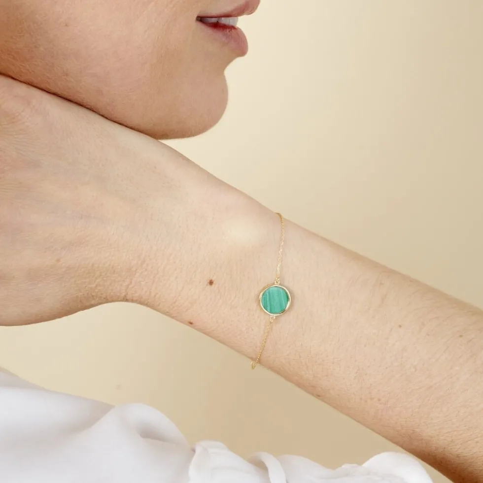 Bracelet Lucky Gems Or Jaune Malachite