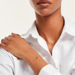 Bracelet Luminea Or Jaune Malachite Oxyde De Zirconium