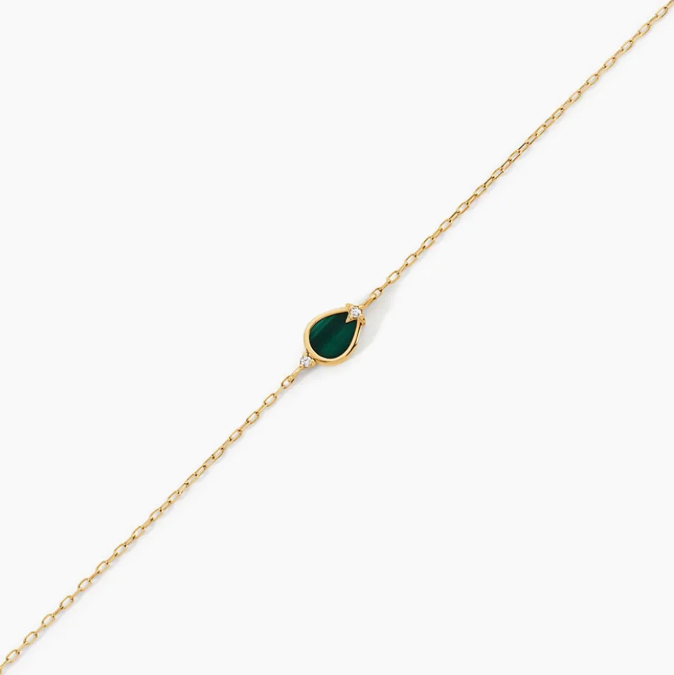 Bracelet Luminea Or Jaune Malachite Oxyde De Zirconium