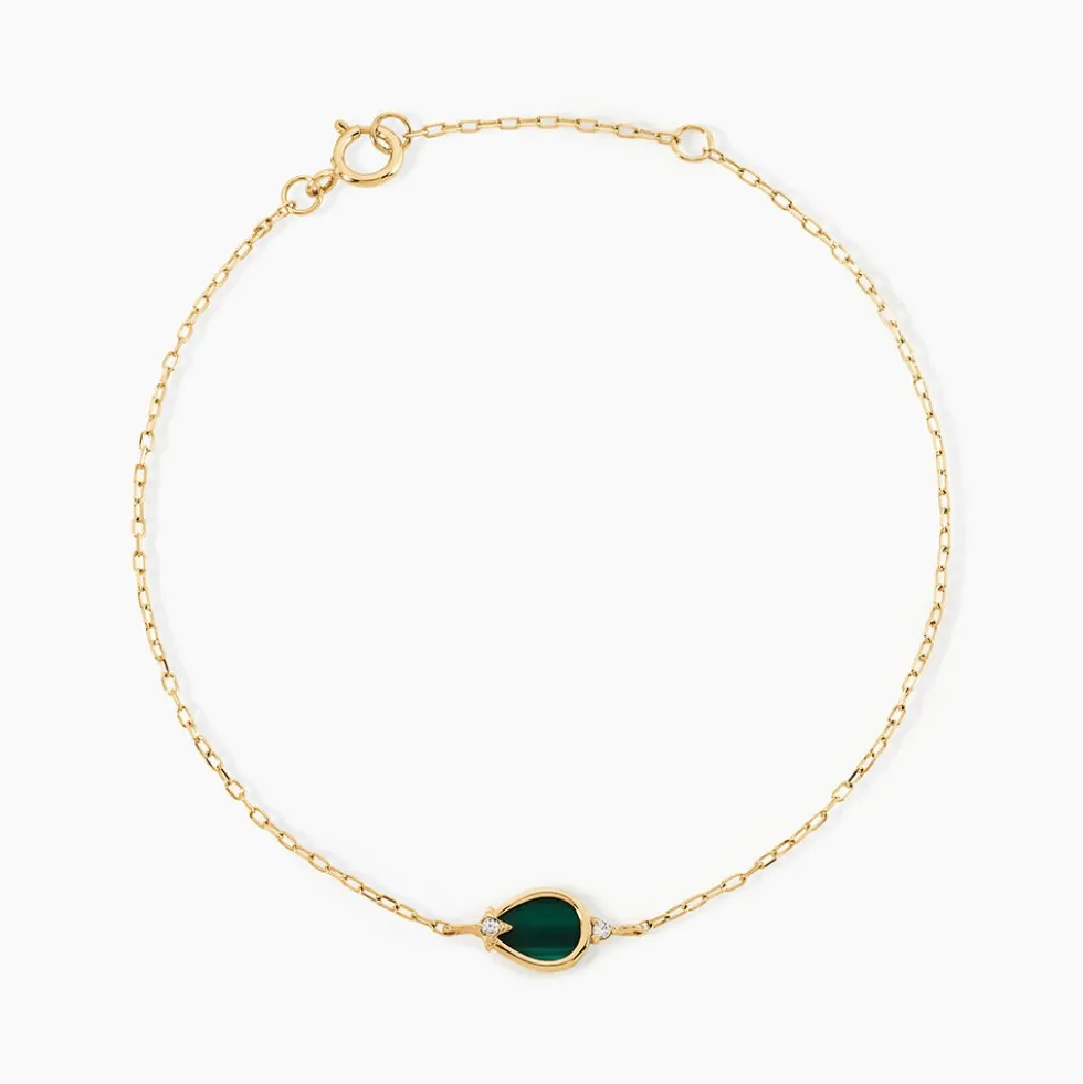 Bracelet Luminea Or Jaune Malachite Oxyde De Zirconium