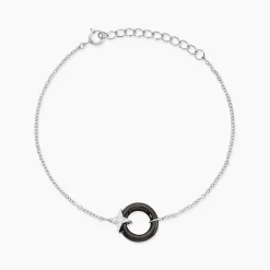 Bracelet Merelle Argent Blanc Céramique Oxyde De Zirconium
