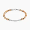 Bracelet Naturel Acier Blanc Jaspe Africain