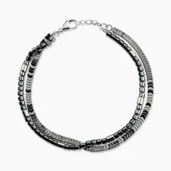 Bracelet Naturel Acier Blanc Hématite
