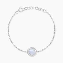 Bracelet Nawala Argent Blanc Oxyde De Zirconium Et Nacre