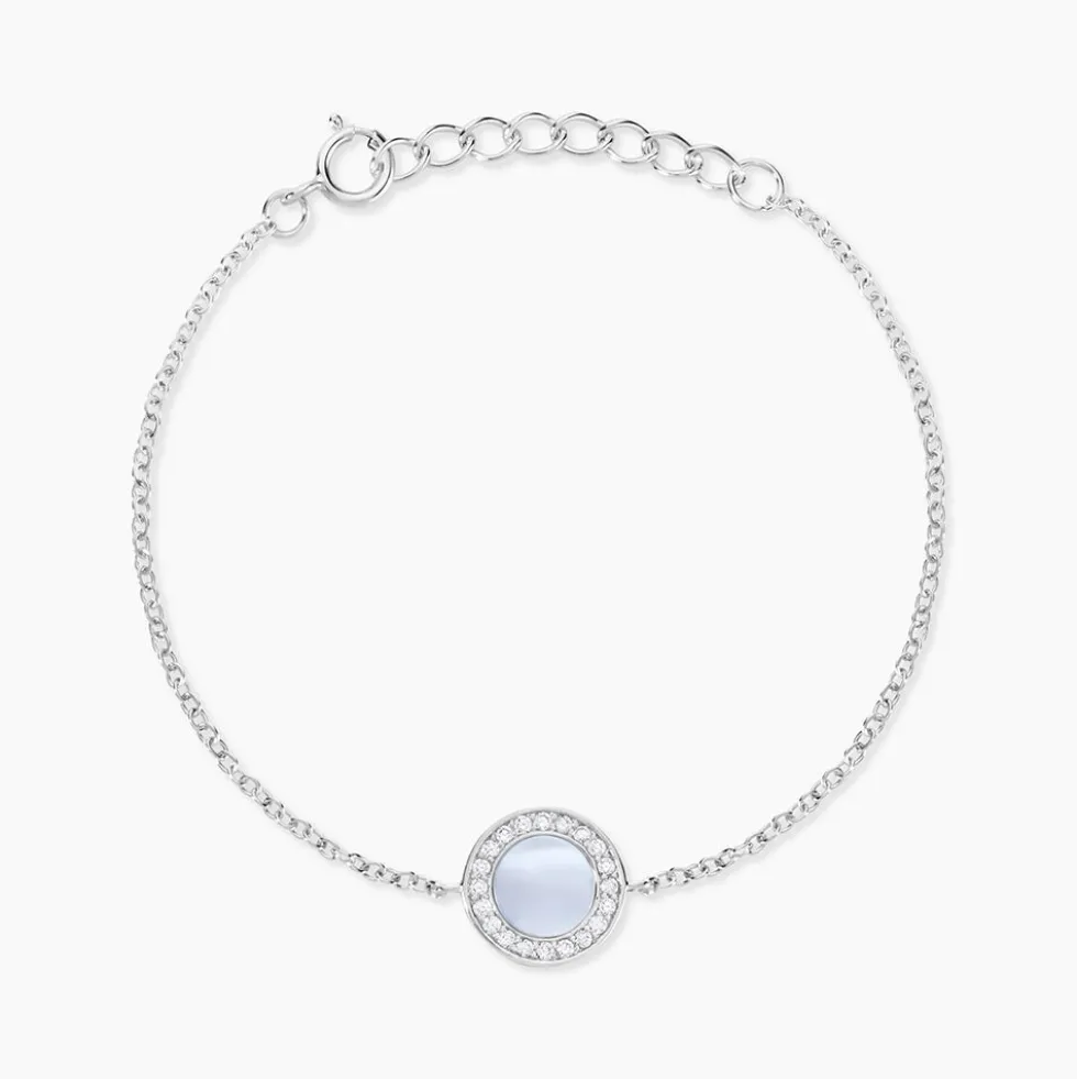 Bracelet Nawala Argent Blanc Oxyde De Zirconium Et Nacre