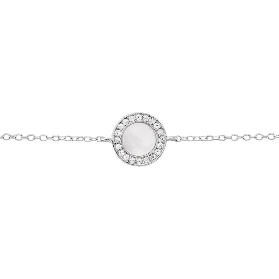 Bracelet Nawala Argent Blanc Oxyde De Zirconium Et Nacre