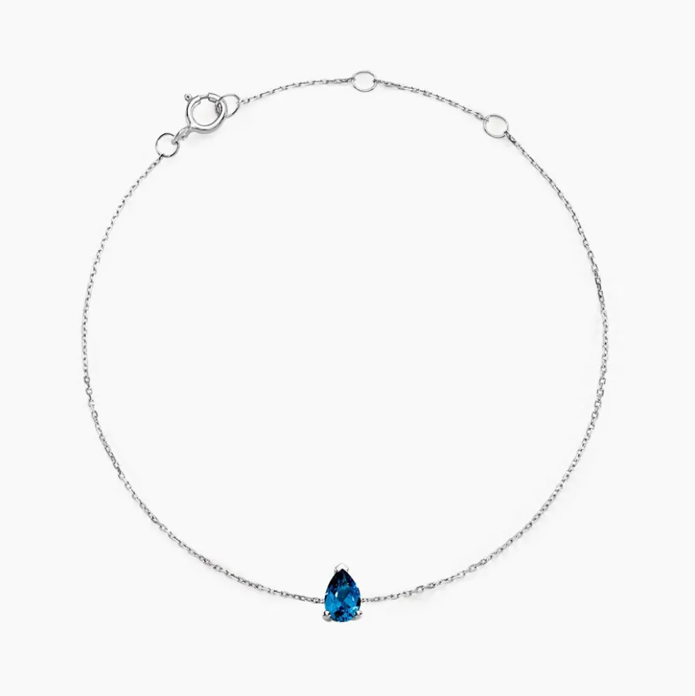 Bracelet Or Blanc Goutte Topaze