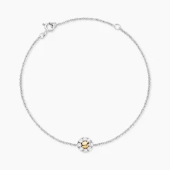 Bracelet Or Jaune Argent Blanc Oxyde De Zirconium