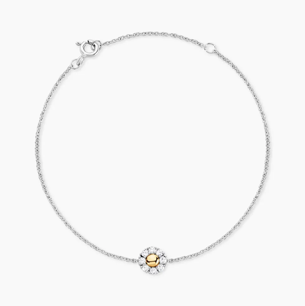 Bracelet Or Jaune Argent Blanc Oxyde De Zirconium