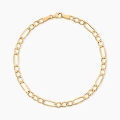 Bracelet Or Jaune Maille Alternée 1/3