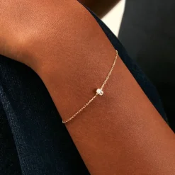 Bracelet Ovale Or Jaune Oxyde De Zirconium