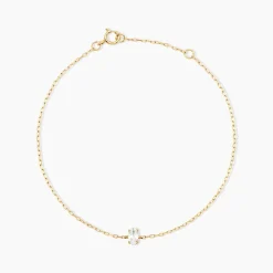 Bracelet Ovale Or Jaune Oxyde De Zirconium