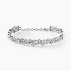 Bracelet Petales Argent Blanc Oxyde De Zirconium