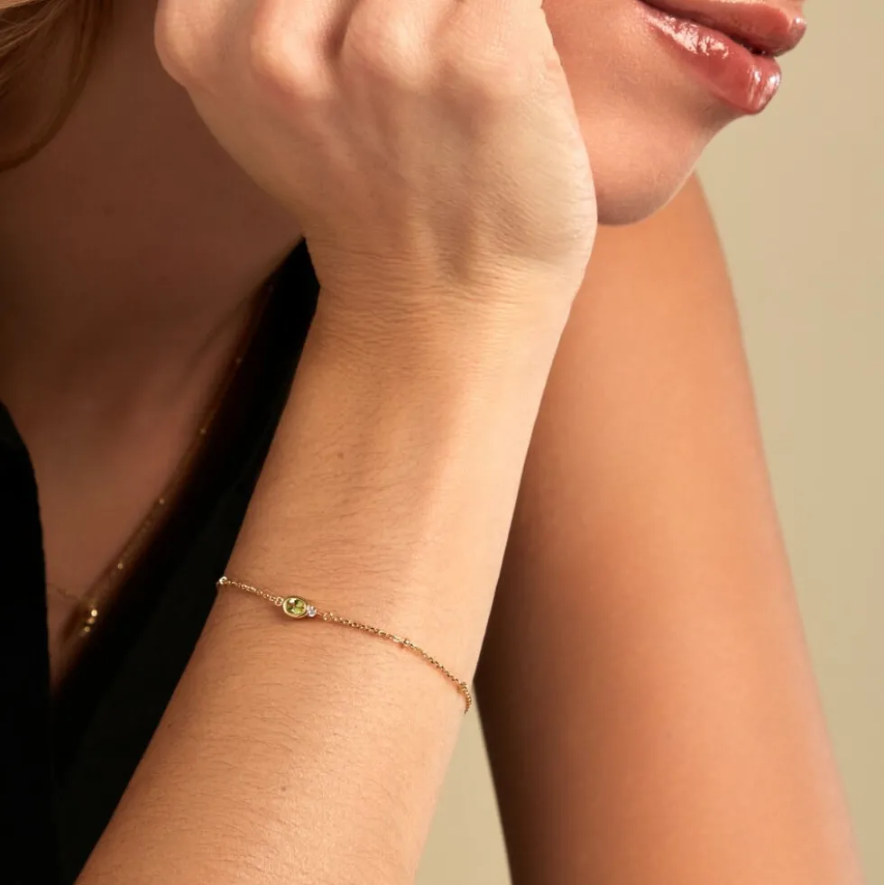 Bracelet Poem Argent Jaune Péridot Oxyde De Zirconium