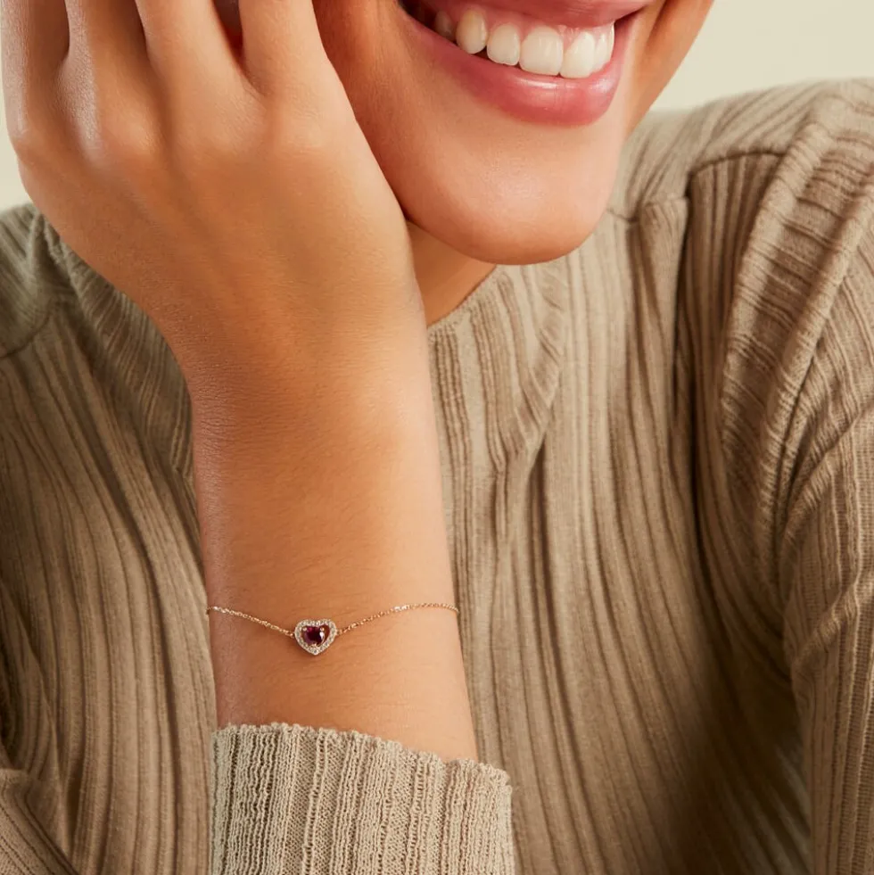 Bracelet Red Velvet Or Jaune Rhodolite Oxyde De Zirconiu