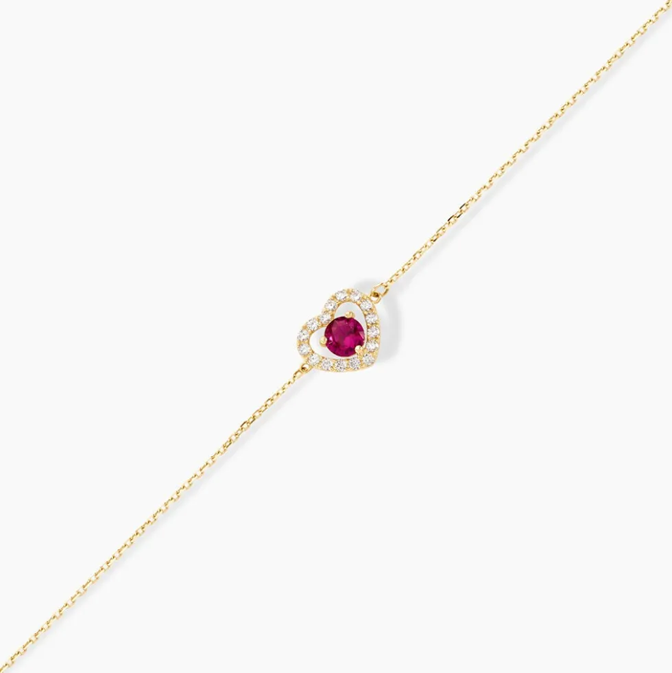 Bracelet Red Velvet Or Jaune Rhodolite Oxyde De Zirconiu