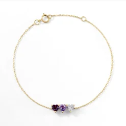 Bracelet Romayne Or Jaune Améthyste Rhodolite Oxyde De Zirconium