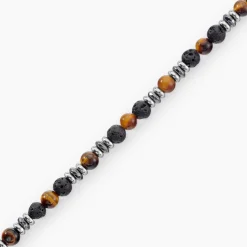 Bracelet Saul Acier Blanc Onyx Oeil De Tigre Hématite