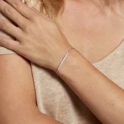 Bracelet Sidney Argent Blanc Oxyde De Zirconium Et Olivine