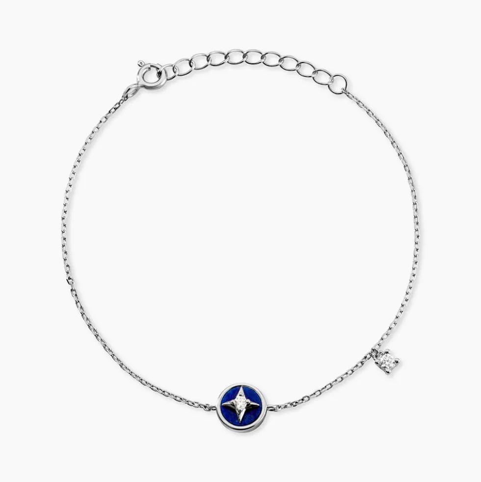 Bracelet Talismania Argent Blanc Lapis Lazuli Oxyde De Zirconium