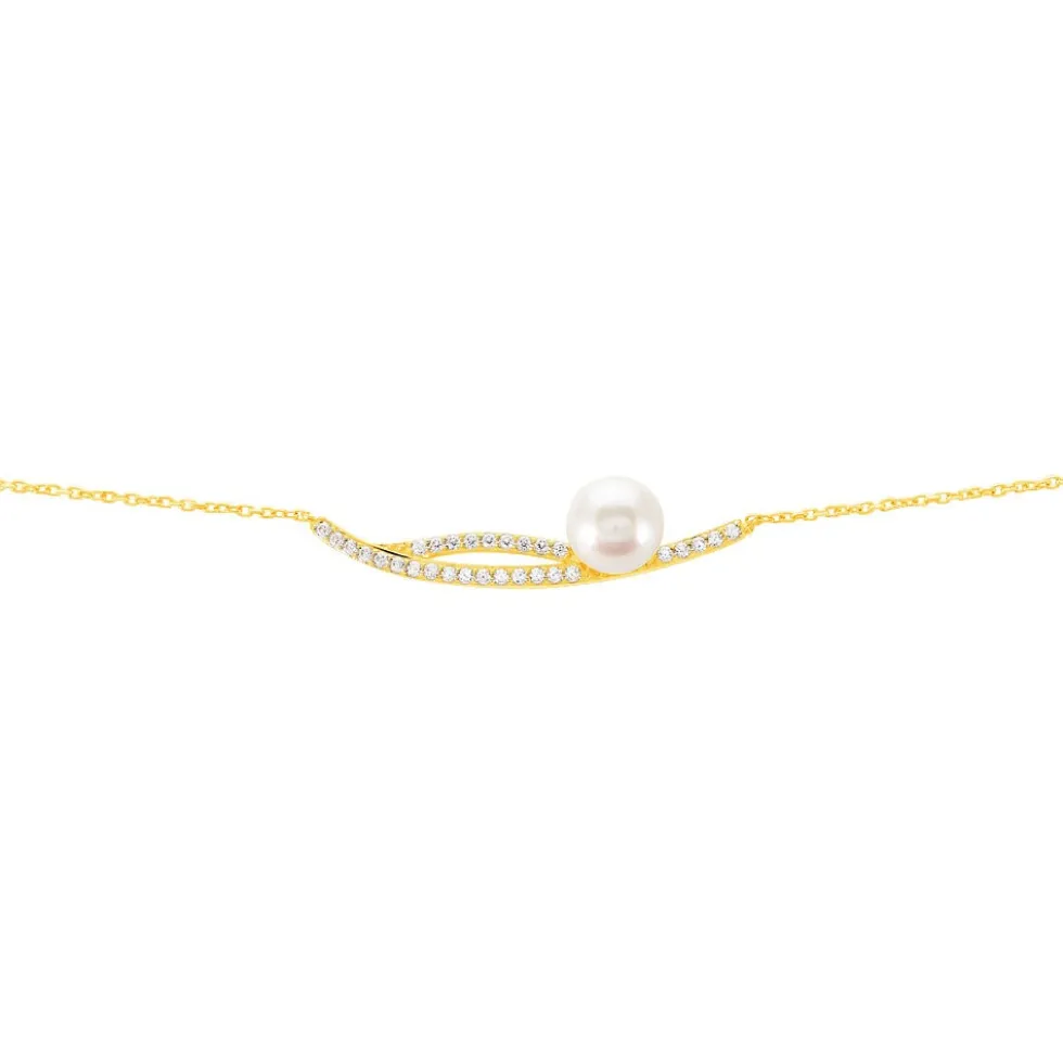 Bracelet Tesnimae Or Jaune Oxyde De Zirconium Et Perle De Culture