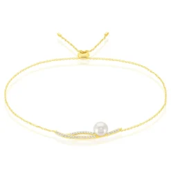 Bracelet Tesnimae Or Jaune Oxyde De Zirconium Et Perle De Culture