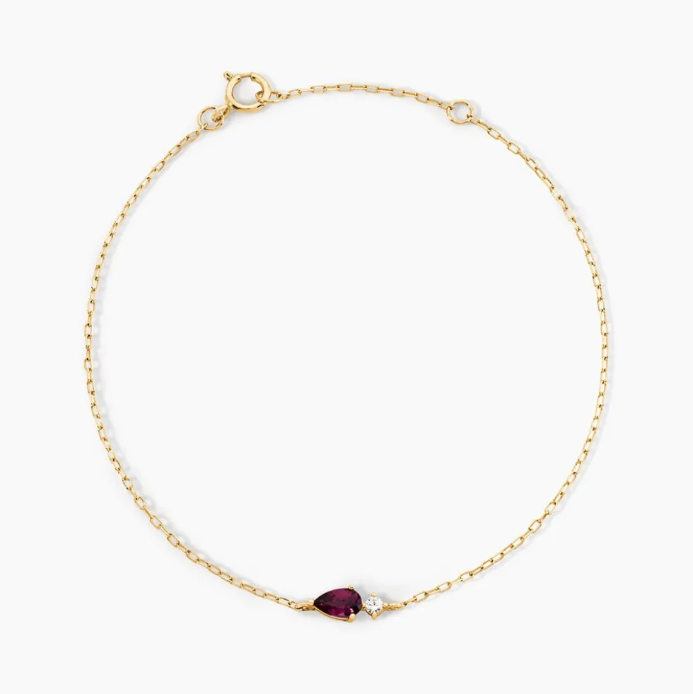 Bracelet Valora Or Jaune Rhodolite Oxyde De Zirconium